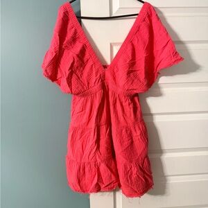 Aerie Coral Textured Top